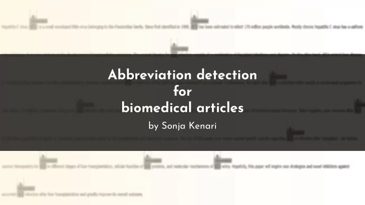 abbreviation detection for biomedical articles