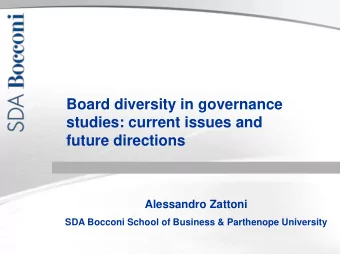 studies: current issues and future directions  Alessandro Zattoni SDA Bocconi School of Business