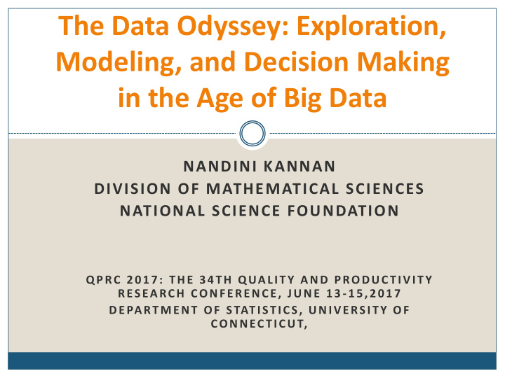 the data odyssey exploration modeling and decision making