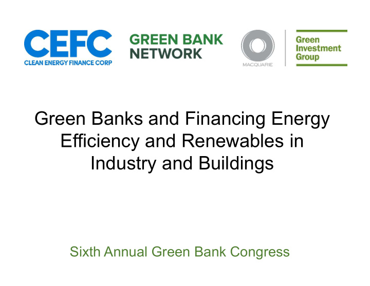 green banks and financing energy efficiency and