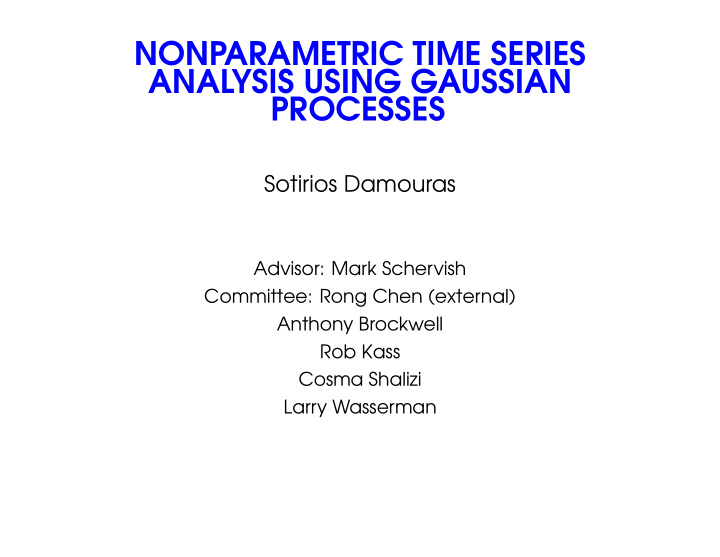 nonparametric time series analysis using gaussian