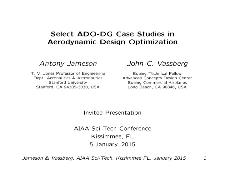 select ado dg case studies in aerodynamic design