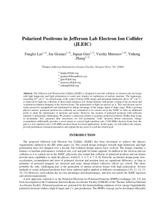 Polarized Positrons in Jefferson Lab Electron Ion Collider (JLEIC) Fanglei Lin 1, a) , Joe Grames