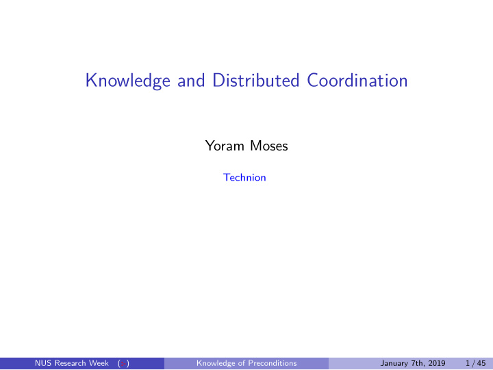 knowledge and distributed coordination