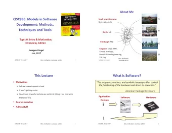 1  (  3  Intro, motivation, overview, admin  Intro, motivation,