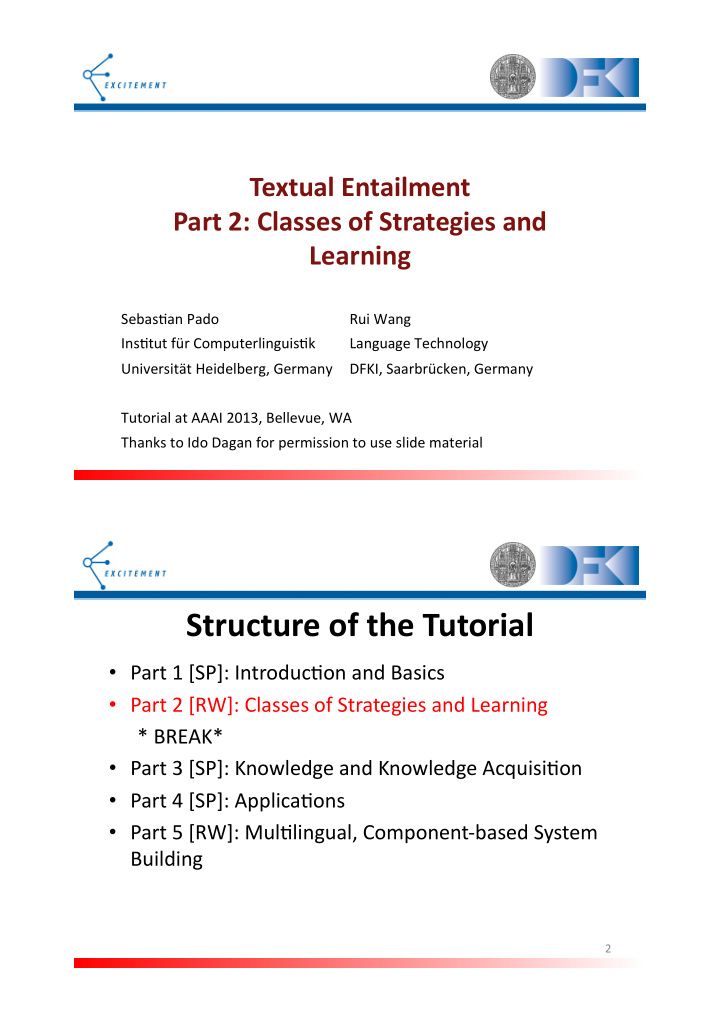structure of the tutorial