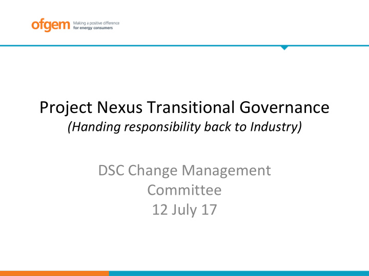 project nexus transitional governance