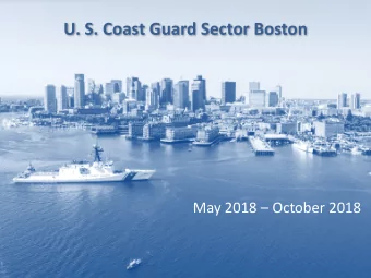 U. S. Coast Guard Sector Boston  May 2018  October 2018  Pollution Statistics for Port of Boston