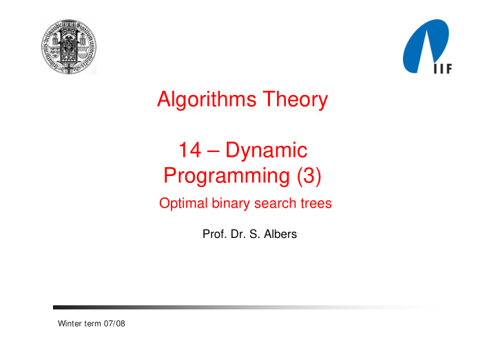 algorithms theory 14 dynamic programming 3
