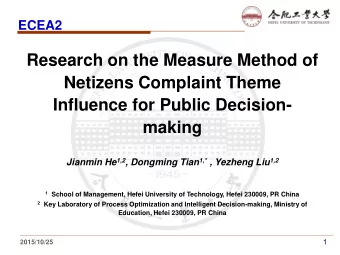 Research on the Measure Method of  Netizens Complaint Theme  Influence for Public Decision-  making