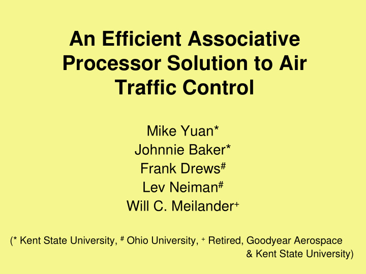 an efficient associative processor solution to air
