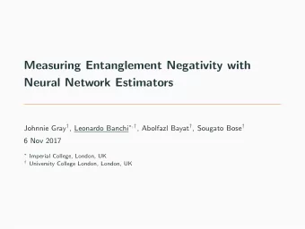 Measuring Entanglement Negativity with  Neural Network Estimators Johnnie Gray  , Leonardo