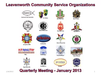 1/10/2013  1 Community Service Organizations Quarterly Meeting JW Crancers  Thursday, January