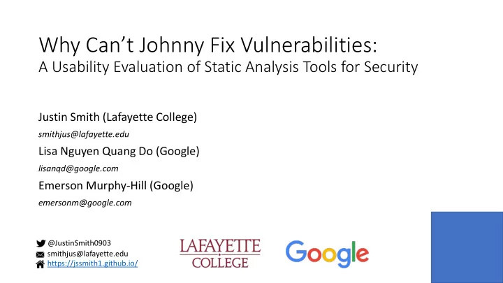 why can t johnny fix vulnerabilities