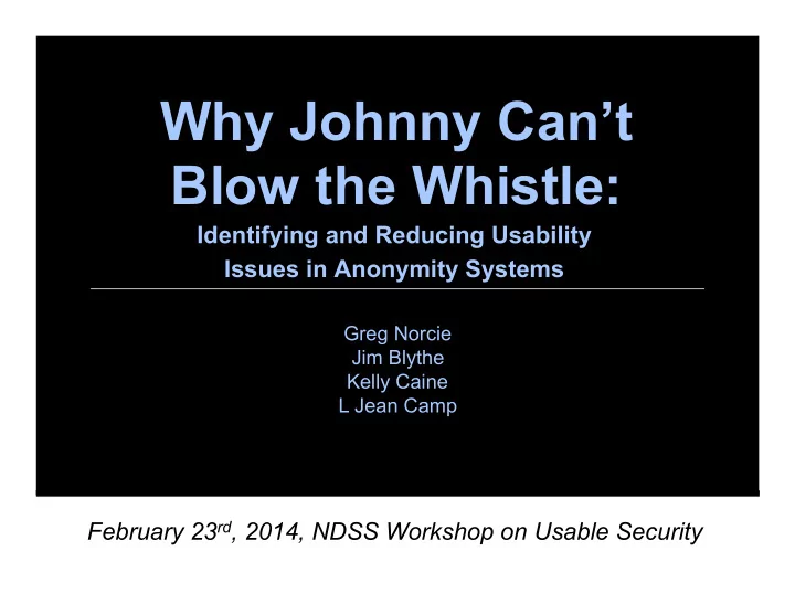 why johnny can t blow the whistle