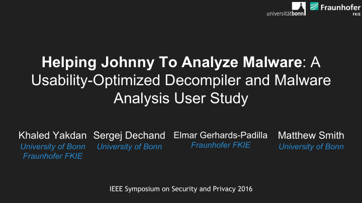 helping johnny to analyze malware a usability optimized