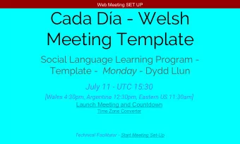 Cada Da - Welsh  Meeting Template  Social Language Learning Program - Template - Monday - Dydd
