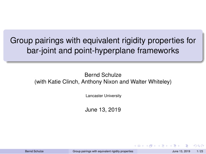 group pairings with equivalent rigidity properties for