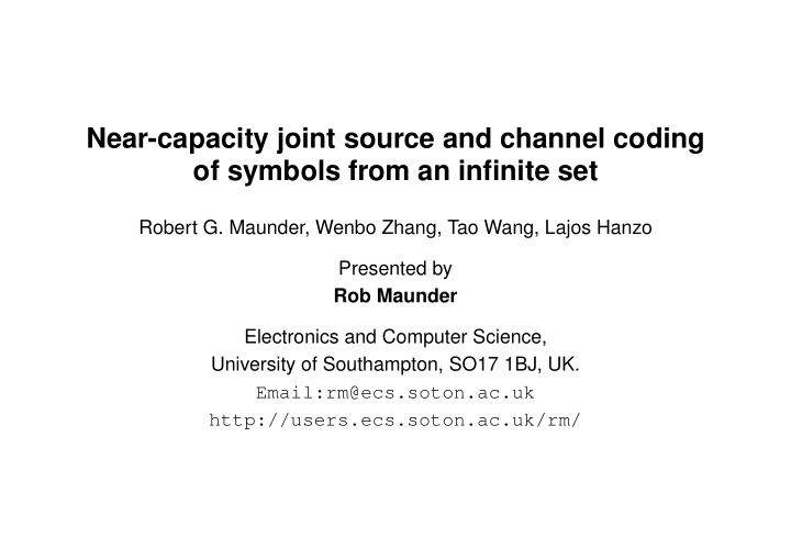 near capacity joint source and channel coding of symbols