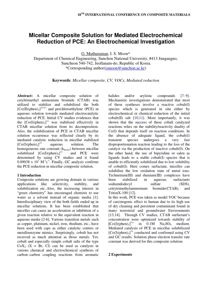 micellar composite solution for mediated electrochemical