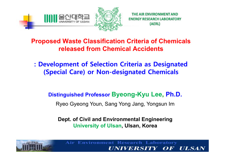 proposed waste classification criteria of chemicals