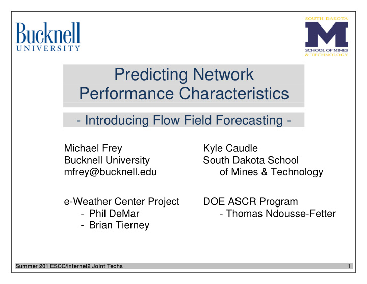 predicting network performance characteristics