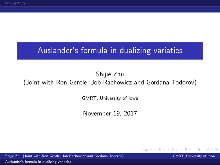 auslander s formula in dualizing variaties