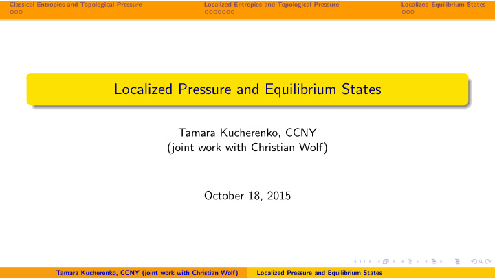 localized pressure and equilibrium states