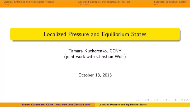 localized pressure and equilibrium states