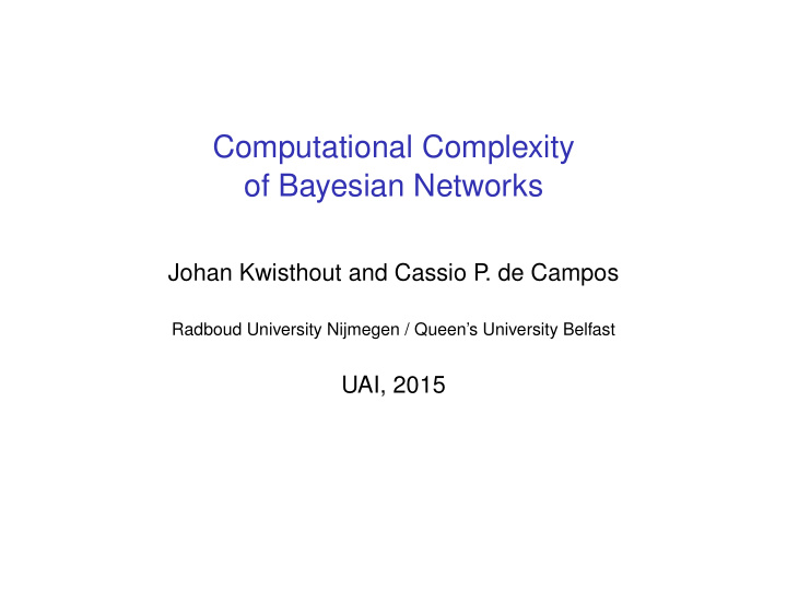 computational complexity of bayesian networks