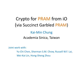 Computation in Cryptography  Examples:  Multiparty Computation (MPC)  Non-interactive Zero