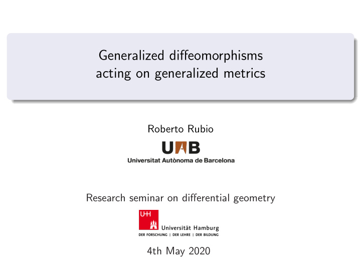 generalized diffeomorphisms acting on generalized metrics