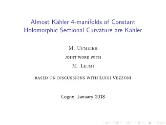 Almost K  ahler 4-manifolds of Constant  Holomorphic Sectional Curvature are K  ahler  M.