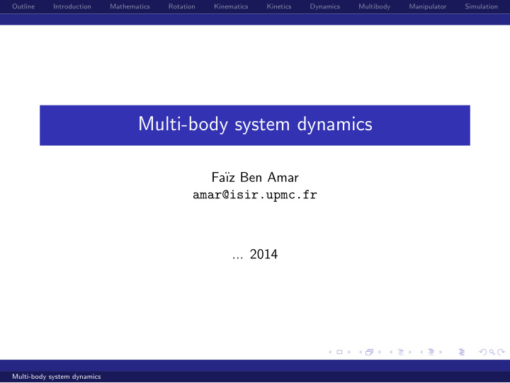 multi body system dynamics