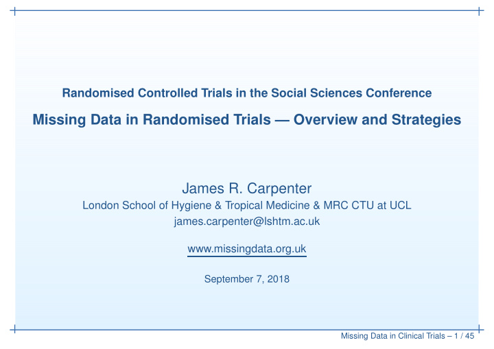 missing data in randomised trials overview and strategies