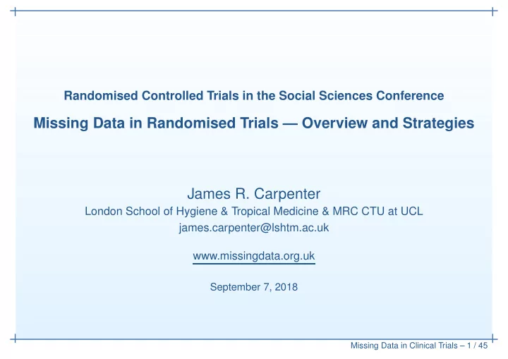 missing data in randomised trials overview and strategies