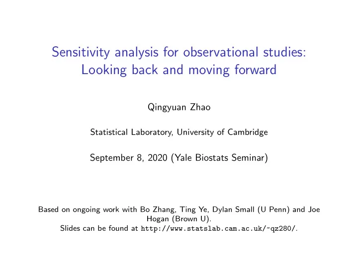sensitivity analysis for observational studies looking