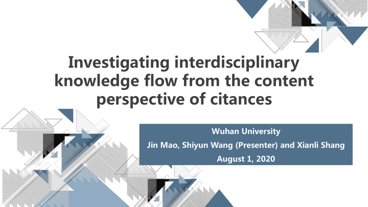 investigating interdisciplinary knowledge flow from the
