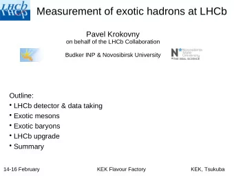 Measurement of exotic hadrons at LHCb  Pavel Krokovny  on behalf of the LHCb Collaboration  Budker