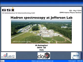 Hadron spectroscopy at Jefferson Lab  M.Battaglieri  INFN -GE  Italy  1  M.Battaglieri - INFN GE
