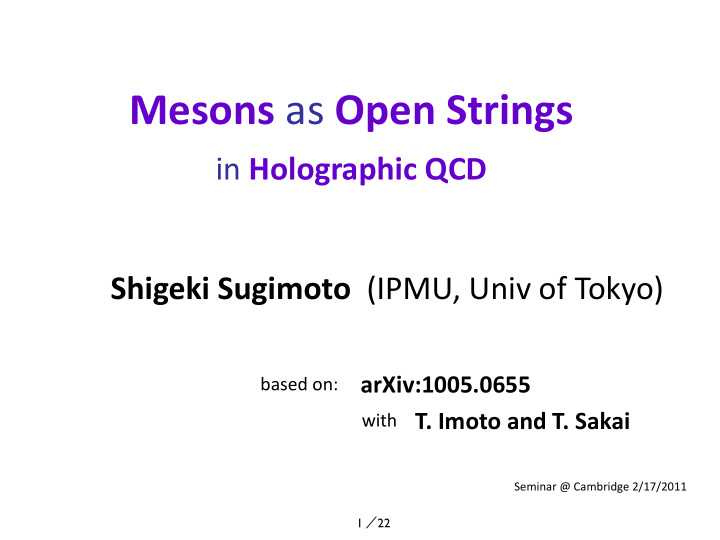 mesons as open strings