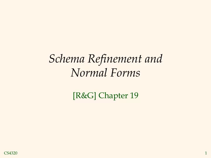 schema refinement and normal forms