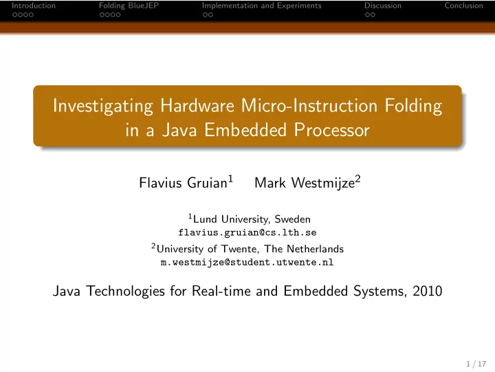 investigating hardware micro instruction folding in a