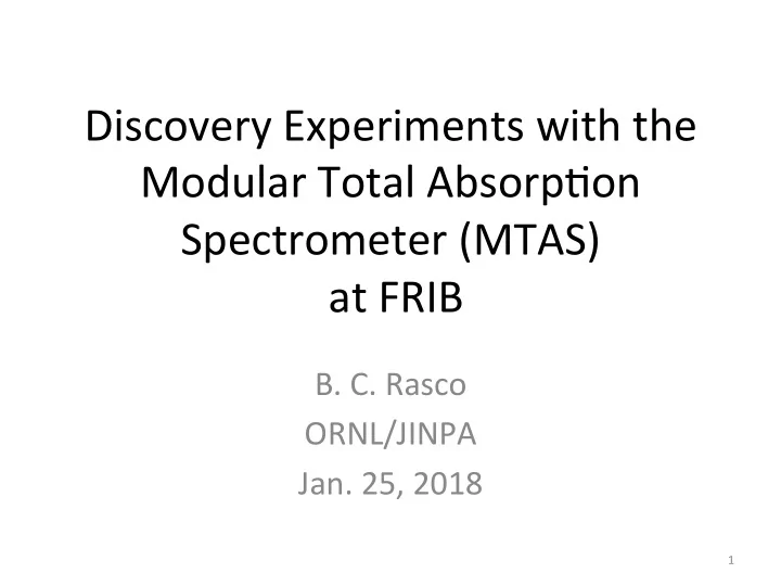 discovery experiments with the modular total absorp on