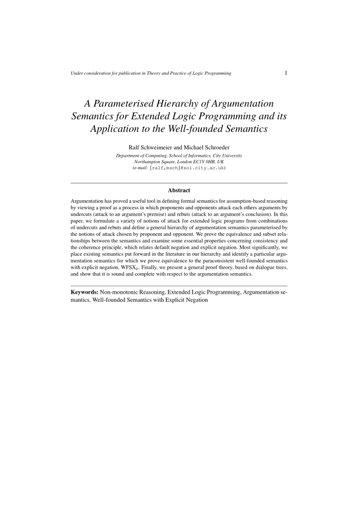 a parameterised hierarchy of argumentation semantics for