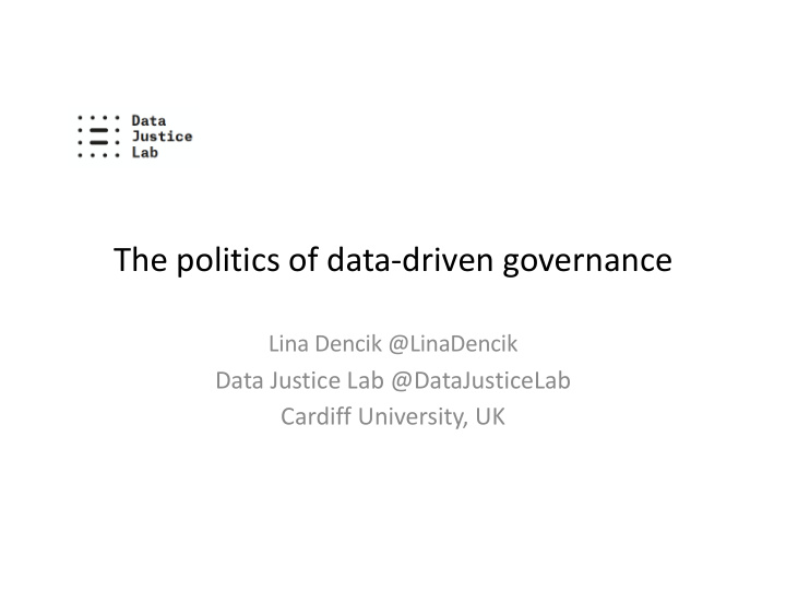 the politics of data driven governance