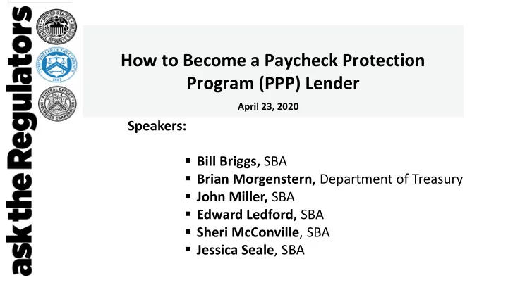 how to become a paycheck protection program ppp lender