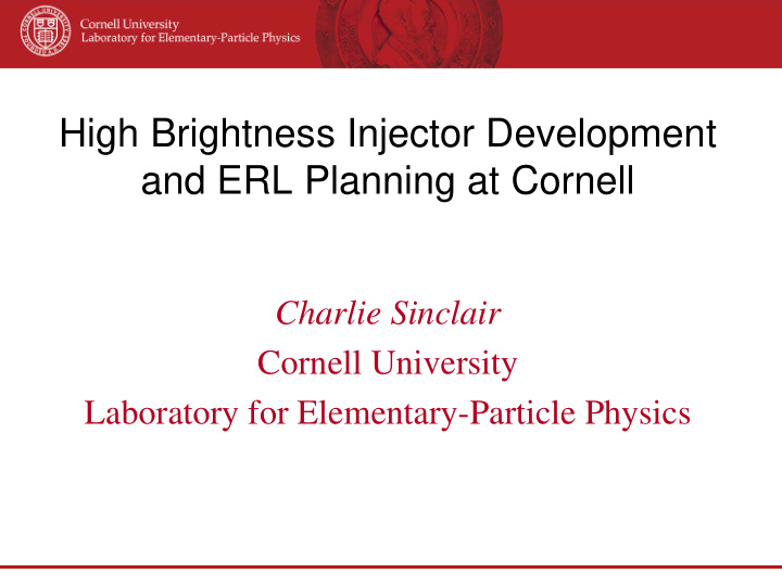 high brightness injector development and erl planning at