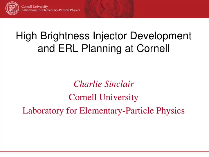 high brightness injector development and erl planning at