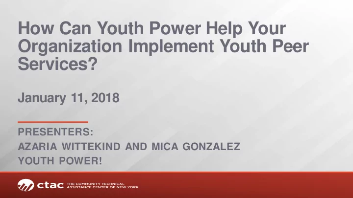 how can youth power help your organization implement